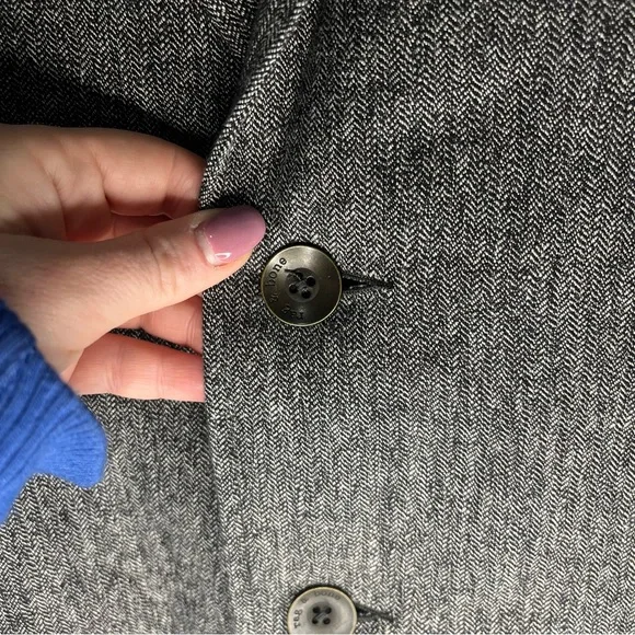 Rag & Bone Phillips Herringbone Blazer Cotton Linen Grey Size 42